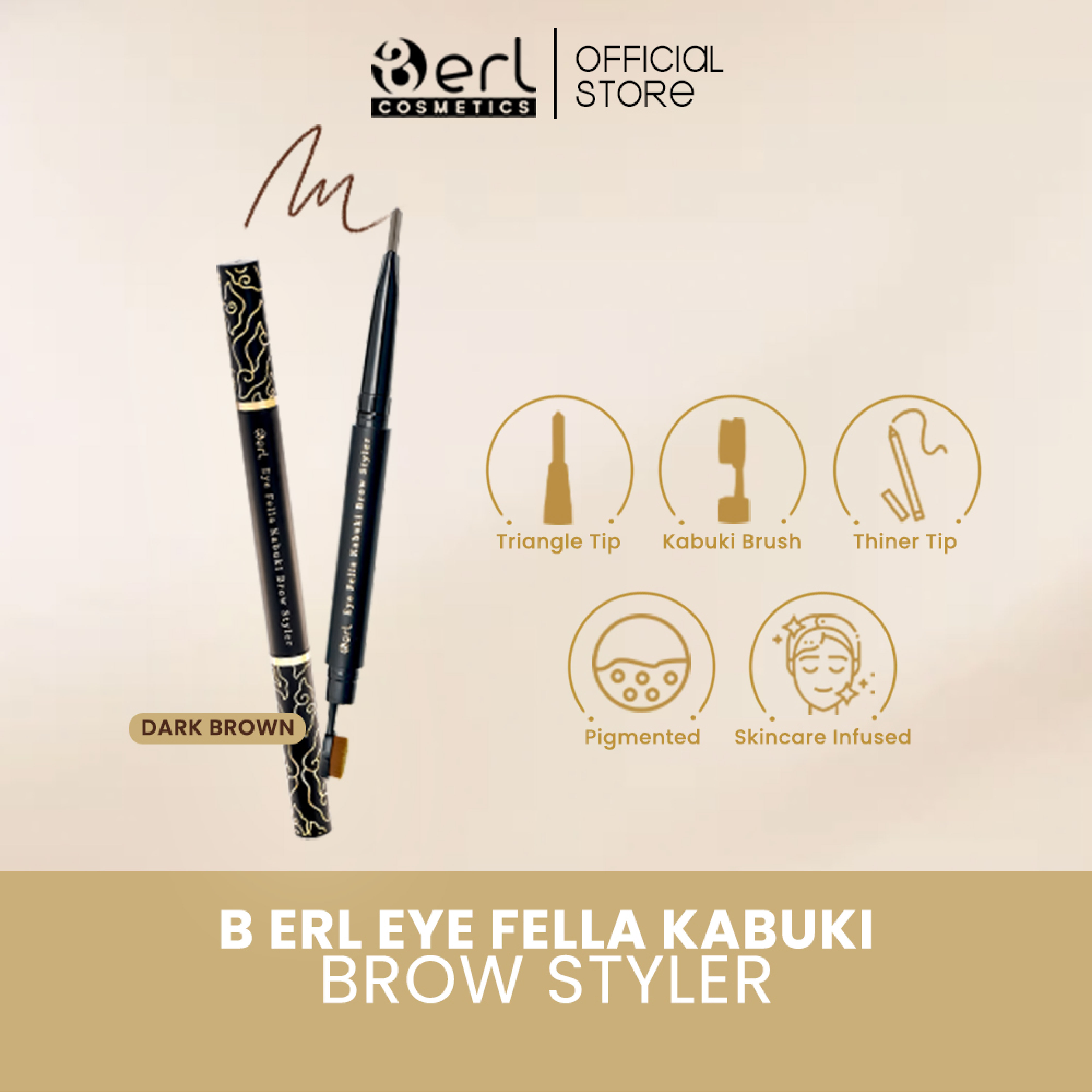 BUNDLING 1 PC B ERL EYE FELLA KABUKI BROW STYLER (NATURAL GREY) + 1 PC B ERL EYE FELLA KABUKI BROW STYLER (DARKBROWN)